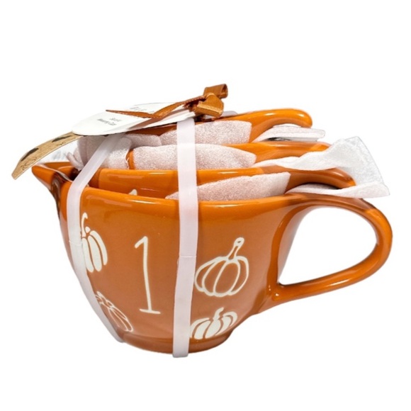 NEW Rae Dunn PUMPKIN TEACUP Measuring Cup Set/4 - Picture 1 of 5